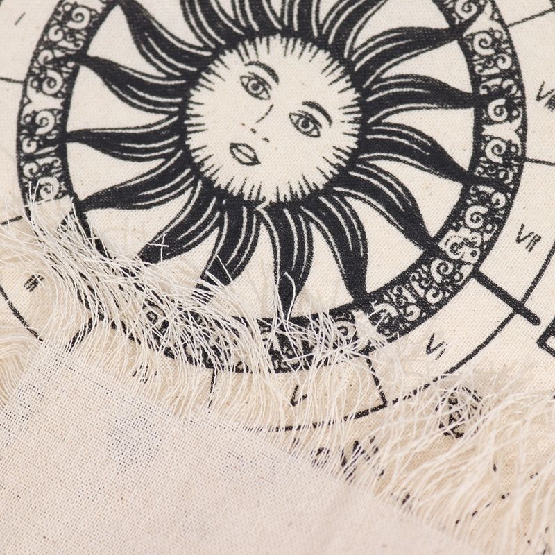 Sun Face - Pendulum Divination Cloth - Natural & Black
