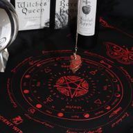 Sun Face - Pendulum Divination Cloth - Black & Blood Red