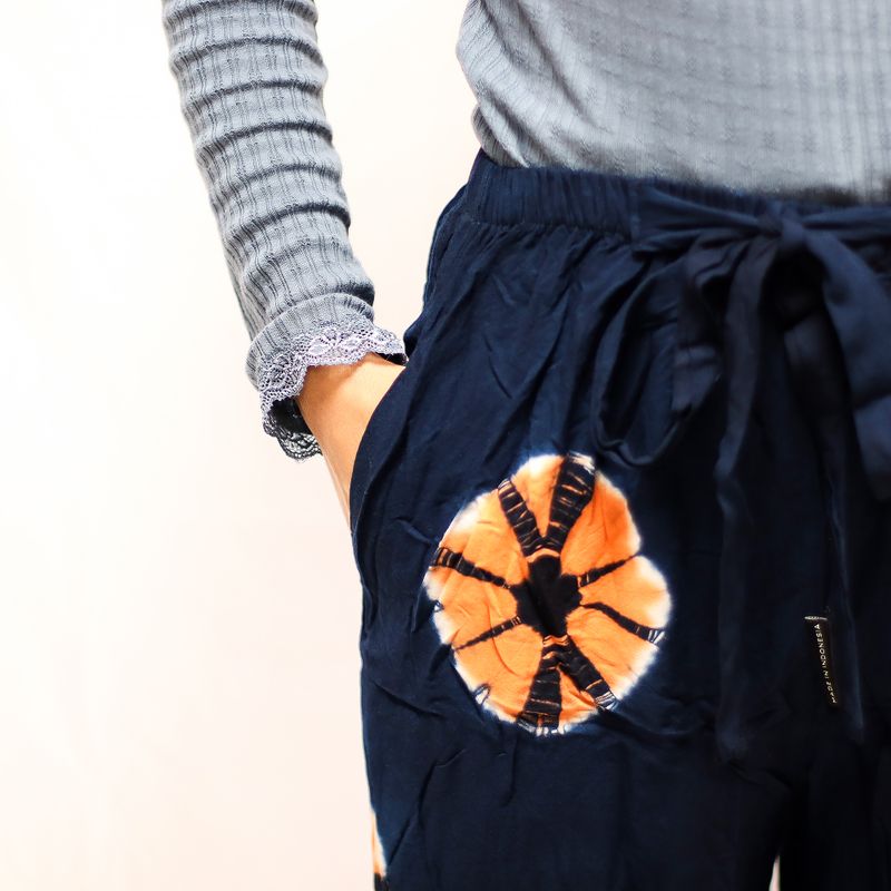 Japanese Style Lounge Pants - Med -Blue, Orange