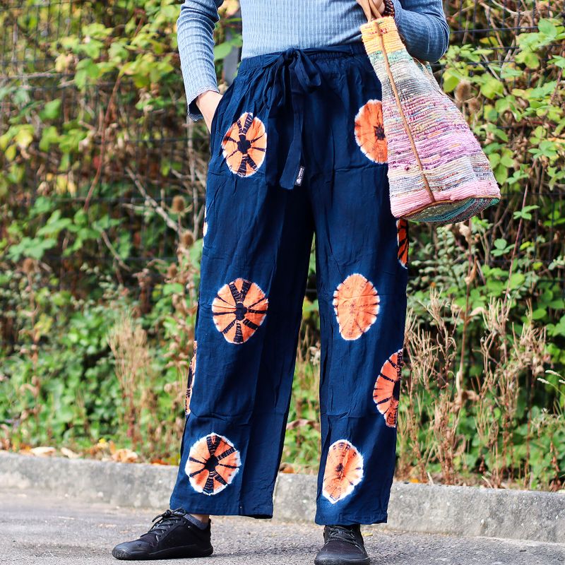 Japanese Style Lounge Pants - Med -Blue, Orange