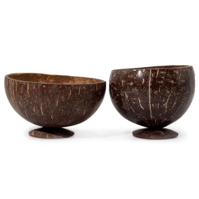 Med Natural Coconut Bowl - Polished - Craft Use - 8x13cm on Stand