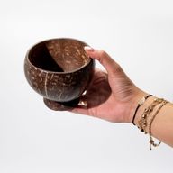 Small Natural Coconut Bowl - Polished - Craft Use - 9x10cm on Stand