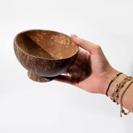 Med Natural Coconut Bowl - Polished - Craft Use - 8x13cm on Stand