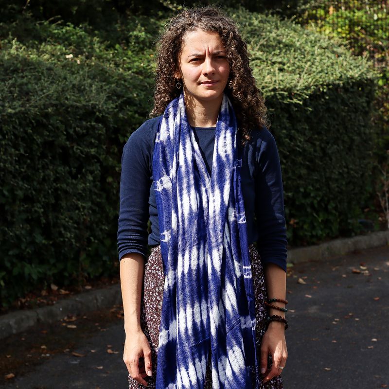 Boho Java Art Stole/Scarf - Indigo Stripes - 62x200cm