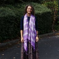 Boho Java Art Stole/Scarf - Lavender Stripes & Motiff - 62x200cm
