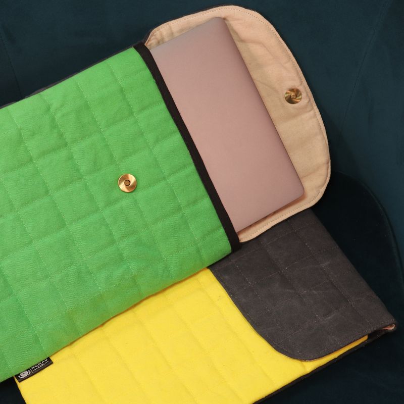 Laptop Padded Pouch - Crazy Yellow - 14oz Stonewash