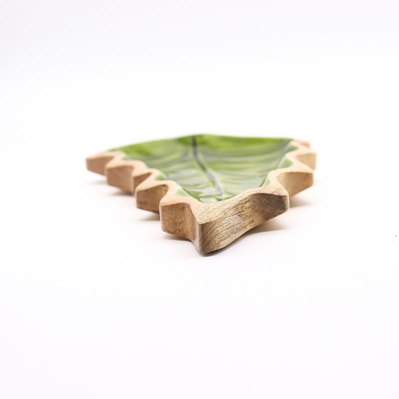Lost in the Forrest - Enamel Leaf Wooden Bowl - 33x17cm