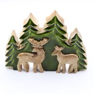 Lost in the Forrest - Two Dear in the Forrest 3D Wooden Decoration - 18x23cm