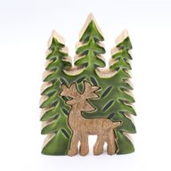 Lost in the Forrest - Stag in the Forrest 3D Wooden Decoration - 25x15cm