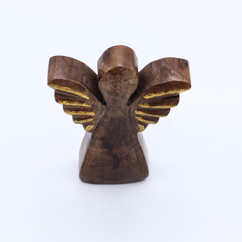 Mango Wood Angel Small - Gold Decor - 12cm