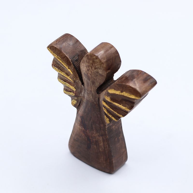 Mango Wood Angel Small - Gold Decor - 12cm