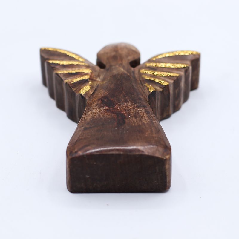 Mango Wood Angel Small - Gold Decor - 12cm
