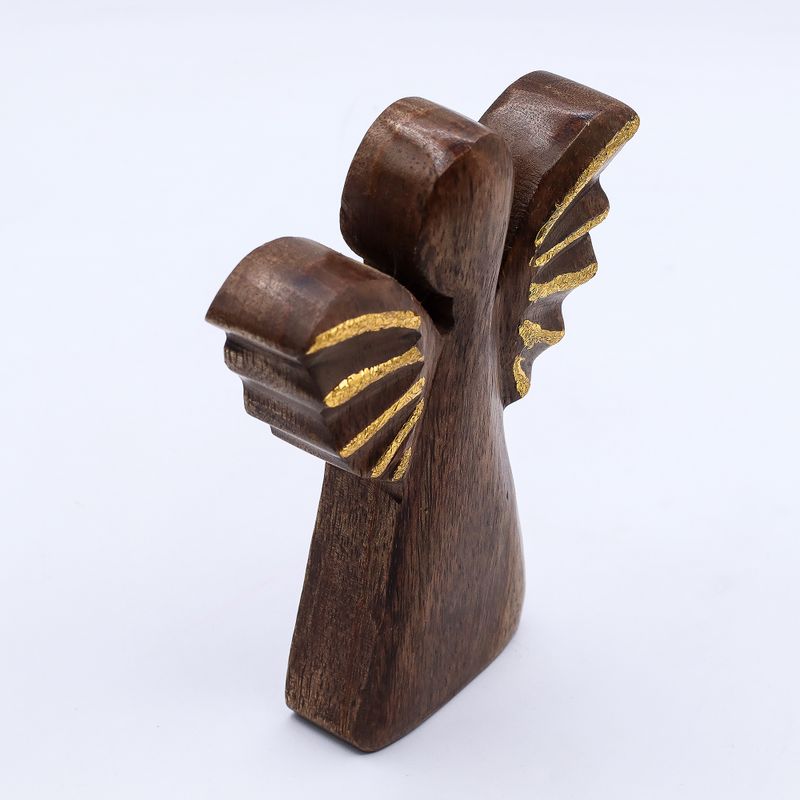 Mango Wood Angel Med - Gold Decor - 16cm