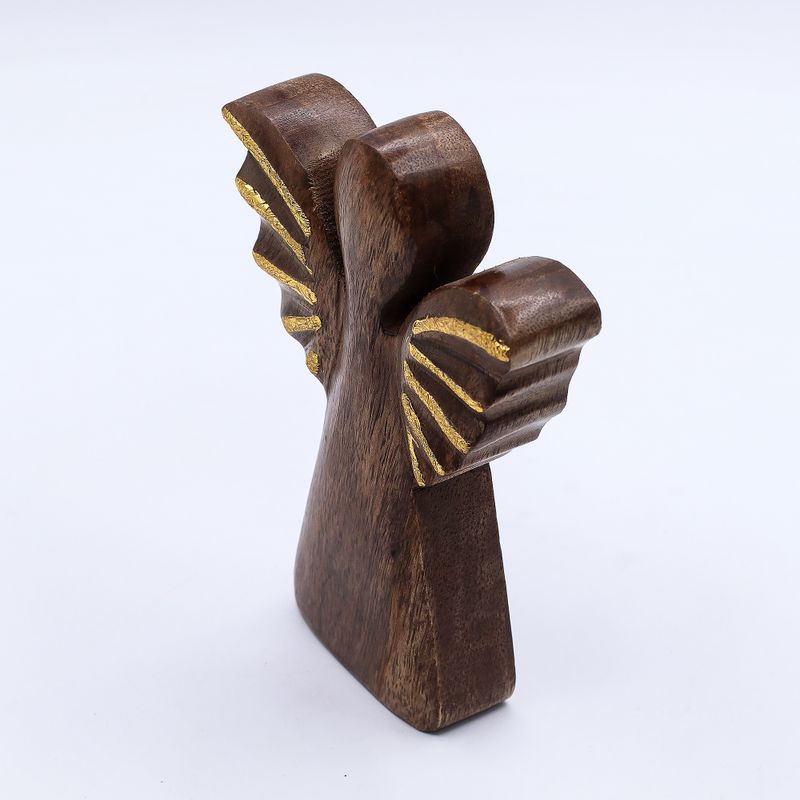 Mango Wood Angel Med - Gold Decor - 16cm
