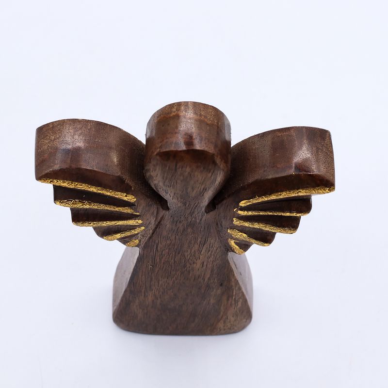 Mango Wood Angel Med - Gold Decor - 16cm