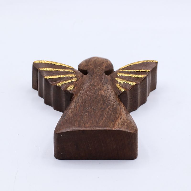 Mango Wood Angel Med - Gold Decor - 16cm