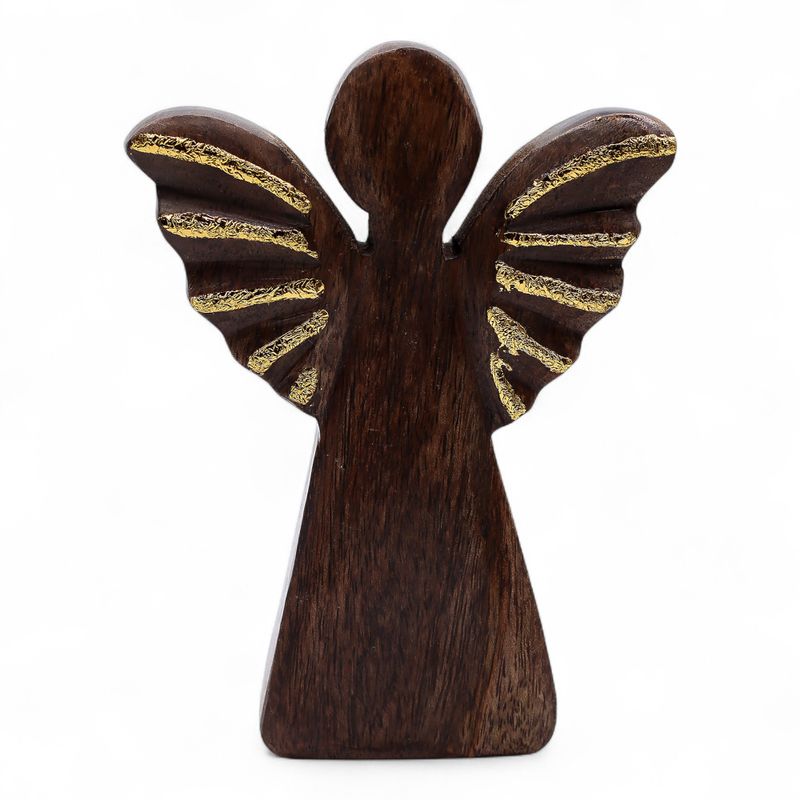 Mango Wood Angel Med - Gold Decor - 16cm