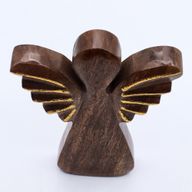 Mango Wood Angel Lrg - Gold Decor - 19cm