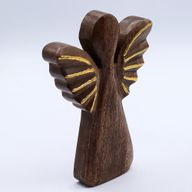Mango Wood Angel Lrg - Gold Decor - 19cm