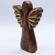 Mango Wood Angel Lrg - Gold Decor - 19cm
