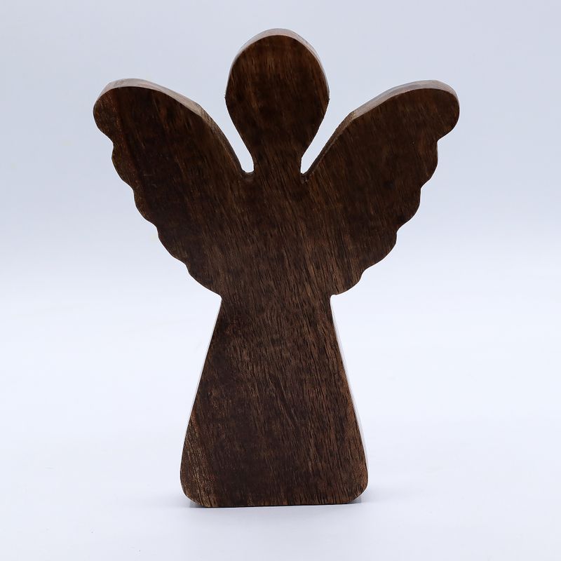 Mango Wood Angel Lrg - Gold Decor - 19cm