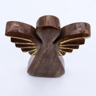 Mango Wood Angel Lrg - Gold Decor - 19cm