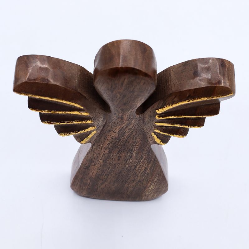 Mango Wood Angel Lrg - Gold Decor - 19cm