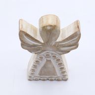 Mango Wood Angel - Whitewash - 13cm