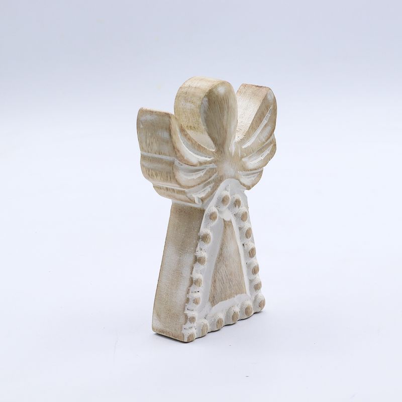 Mango Wood Angel - Whitewash - 13cm