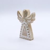 Mango Wood Angel - Whitewash - 13cm