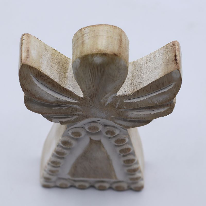 Mango Wood Angel - Whitewash - 13cm