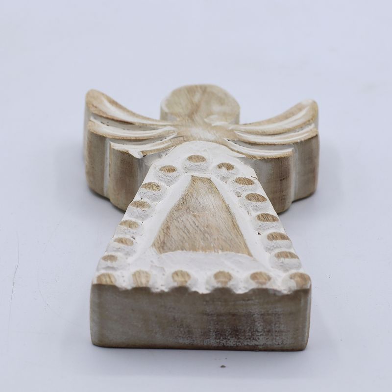 Mango Wood Angel - Whitewash - 13cm