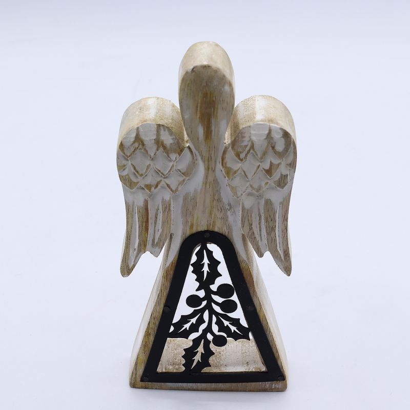 Mango Wood Angel - Whitewash with Iron Decor Cut Out - 18cm