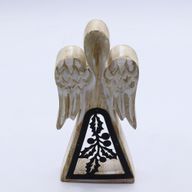 Mango Wood Angel - Whitewash with Iron Decor Cut Out - 18cm
