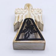 Mango Wood Angel - Whitewash with Iron Decor Cut Out - 18cm