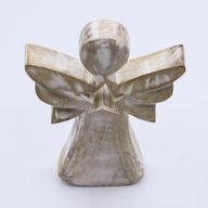 Mango Wood Angel - Whitewash with Star Cut Out - 18cm
