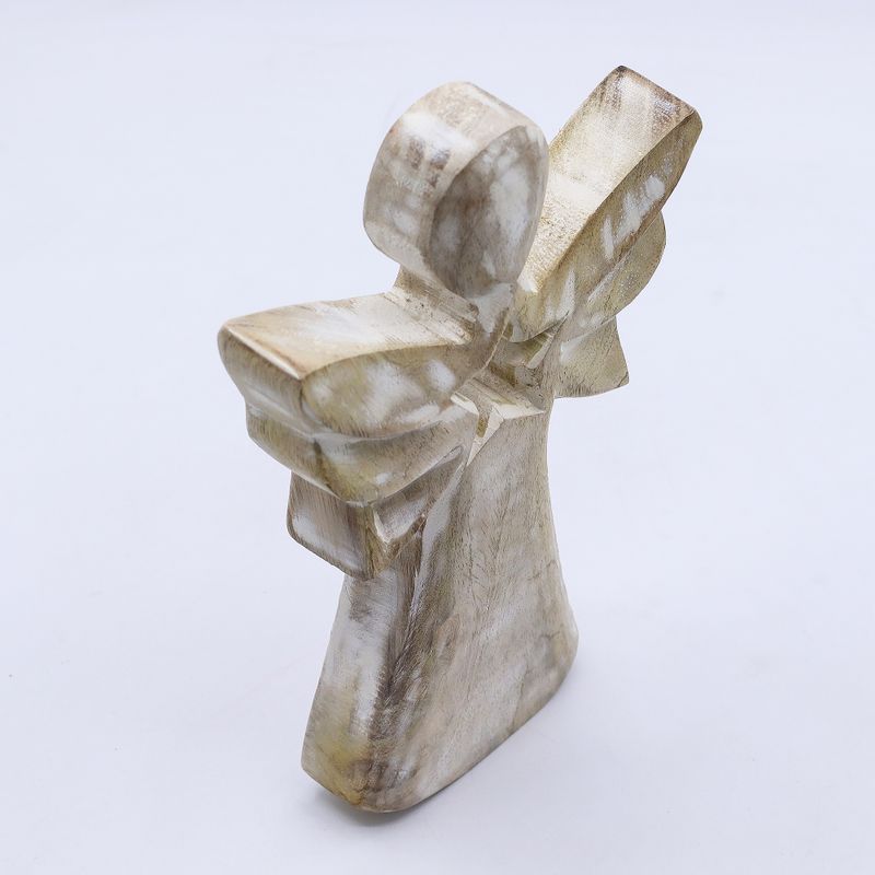 Mango Wood Angel - Whitewash with Star Cut Out - 18cm