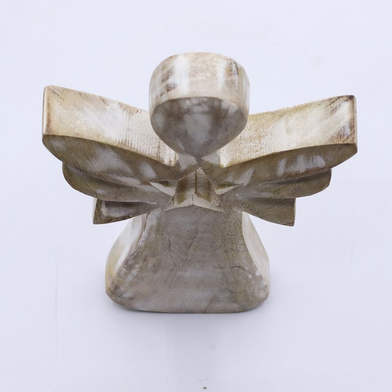 Mango Wood Angel - Whitewash with Star Cut Out - 18cm