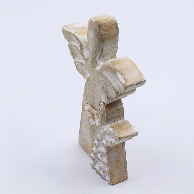 Mango Wood Angel in Angel - Whitewash - 15cm