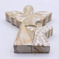 Mango Wood Angel in Angel - Whitewash - 15cm