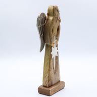 Large Mango Wood Peace Angel Metal Wings & Enamel Detail - 30cm