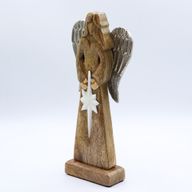 Large Mango Wood Peace Angel Metal Wings & Enamel Detail - 30cm