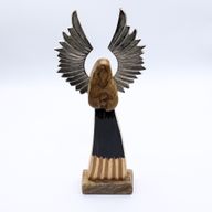 Large Mango Wood Gardian Angel Metal Wings & Enamel Detail - 40cm