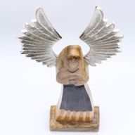 Large Mango Wood Gardian Angel Metal Wings & Enamel Detail - 40cm