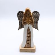 Large Mango Wood Star Angel Metal Wings & Enamel Detail - 30cm