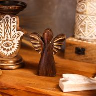 Mango Wood Angel Small - Gold Decor - 12cm
