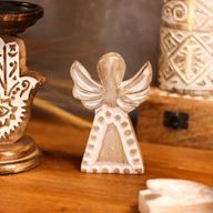 Mango Wood Angel - Whitewash - 13cm
