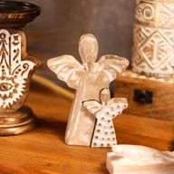 Mango Wood Angel in Angel - Whitewash - 15cm
