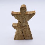 Mango Wood Angel in Angel - White Enamel - 15cm