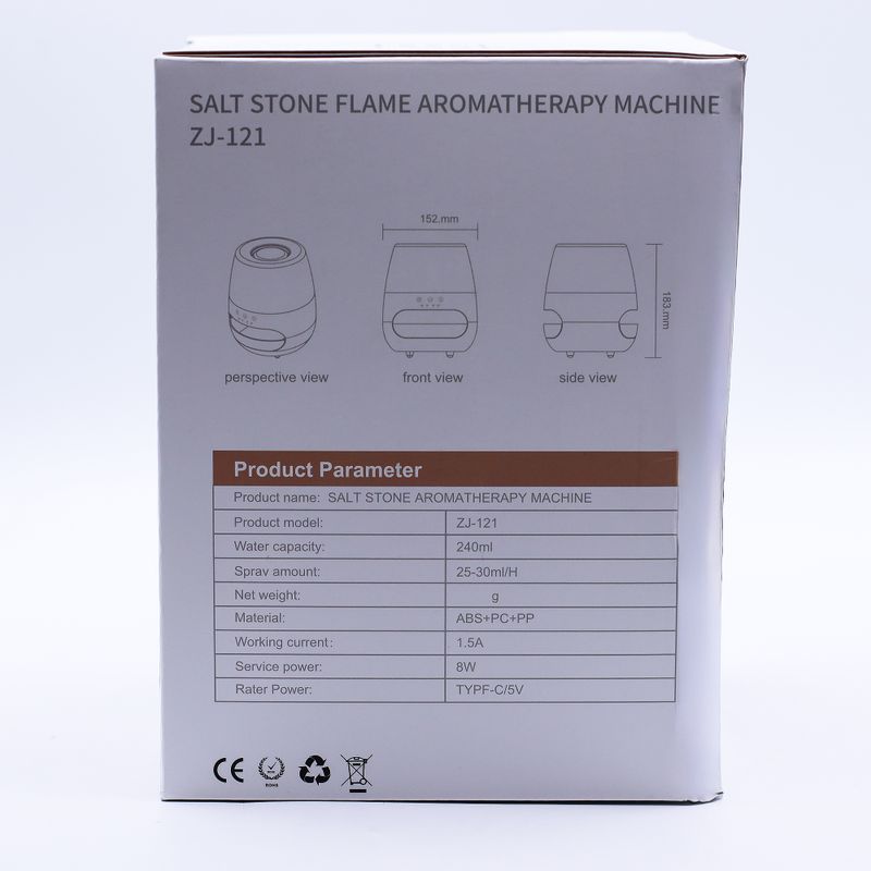 Salt Stone Flame Effect Aroma Diffuser  - White USB - Colour Change and Timer